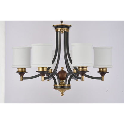 Supplier real photograph of the Montclair six-light chandelier complete unlit front view