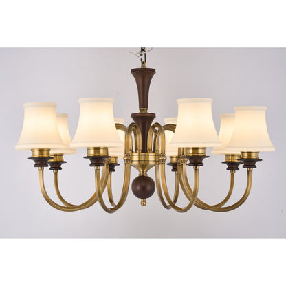 Supplier real photograph of the Kingswell eight-light chandelier complete lit front view