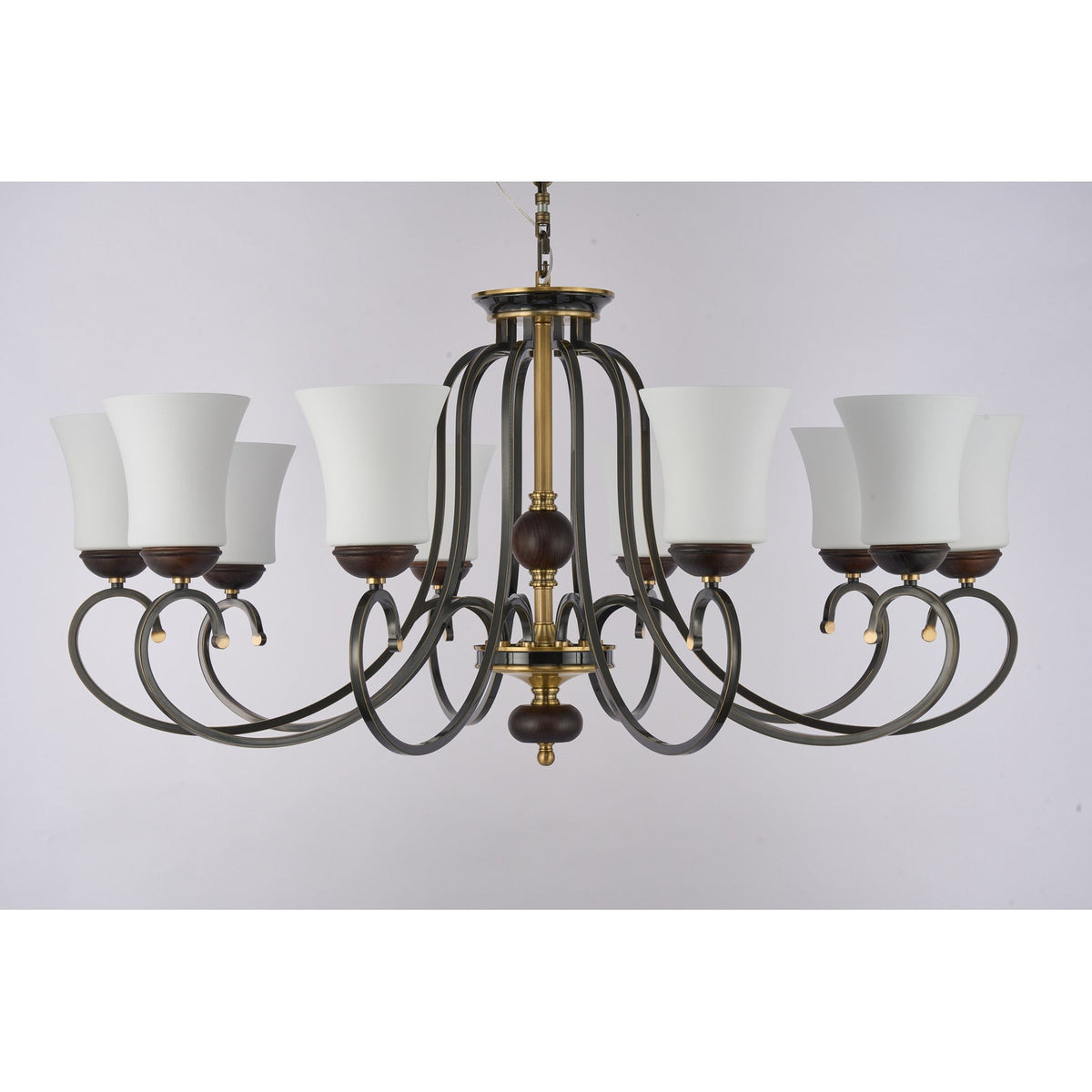 
Supplier real photograph of the Haverford ten-light chandelier complete front view