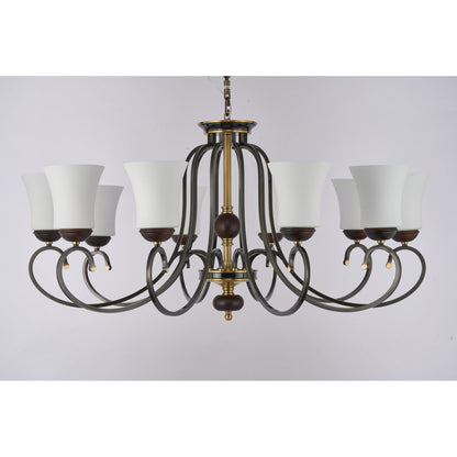 Supplier real photograph of the Haverford ten-light chandelier complete front view