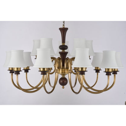 Supplier real photograph of the Kingswell fifteen-light two-tier chandelier complete unlit front view