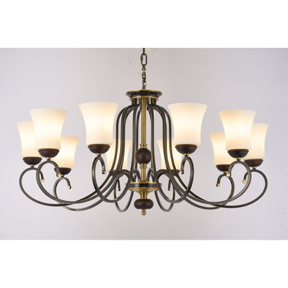 Supplier real photograph of the Haverford twelve-light two-tier chandelier complete front view