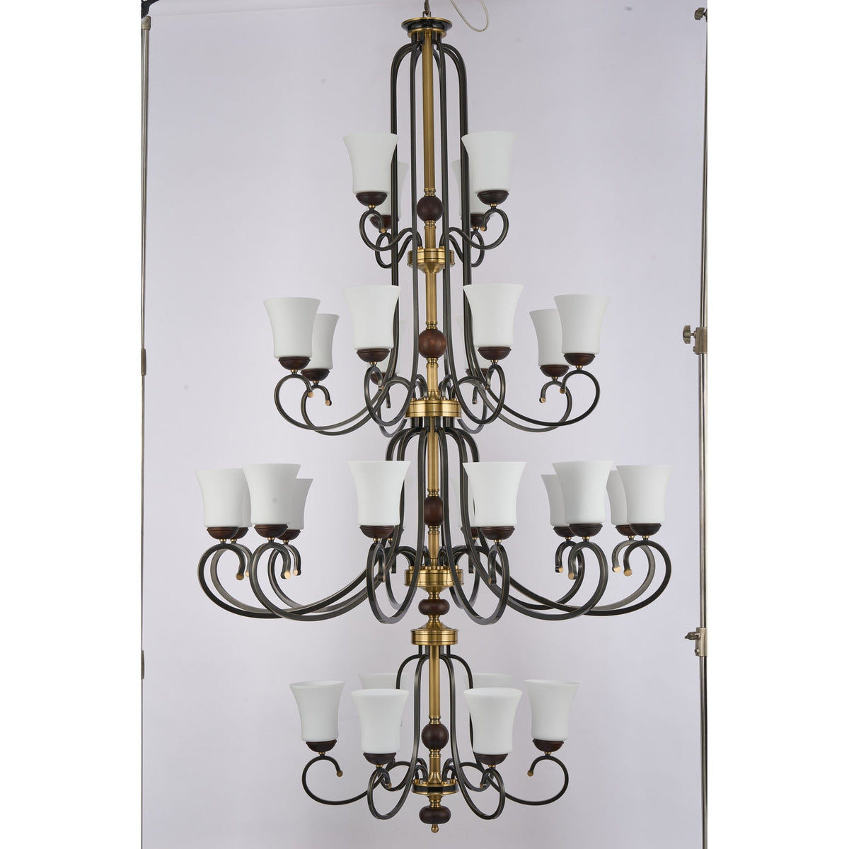 
Supplier real photograph of the Haverford thirty-light four-tier chandelier complete front view