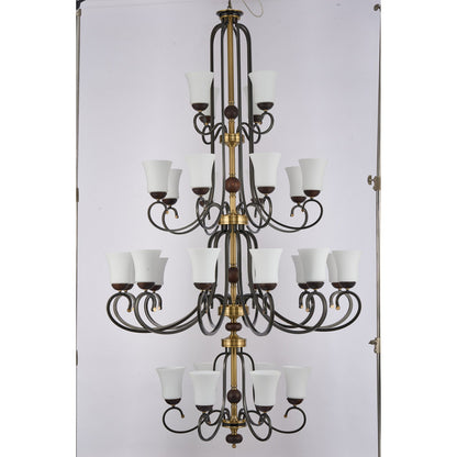 Supplier real photograph of the Haverford thirty-light four-tier chandelier complete front view